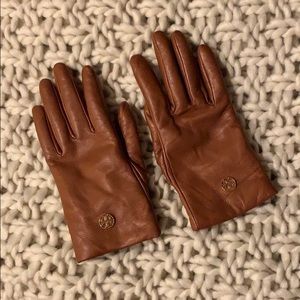 Tory Burch leather winter gloves tech fingertip